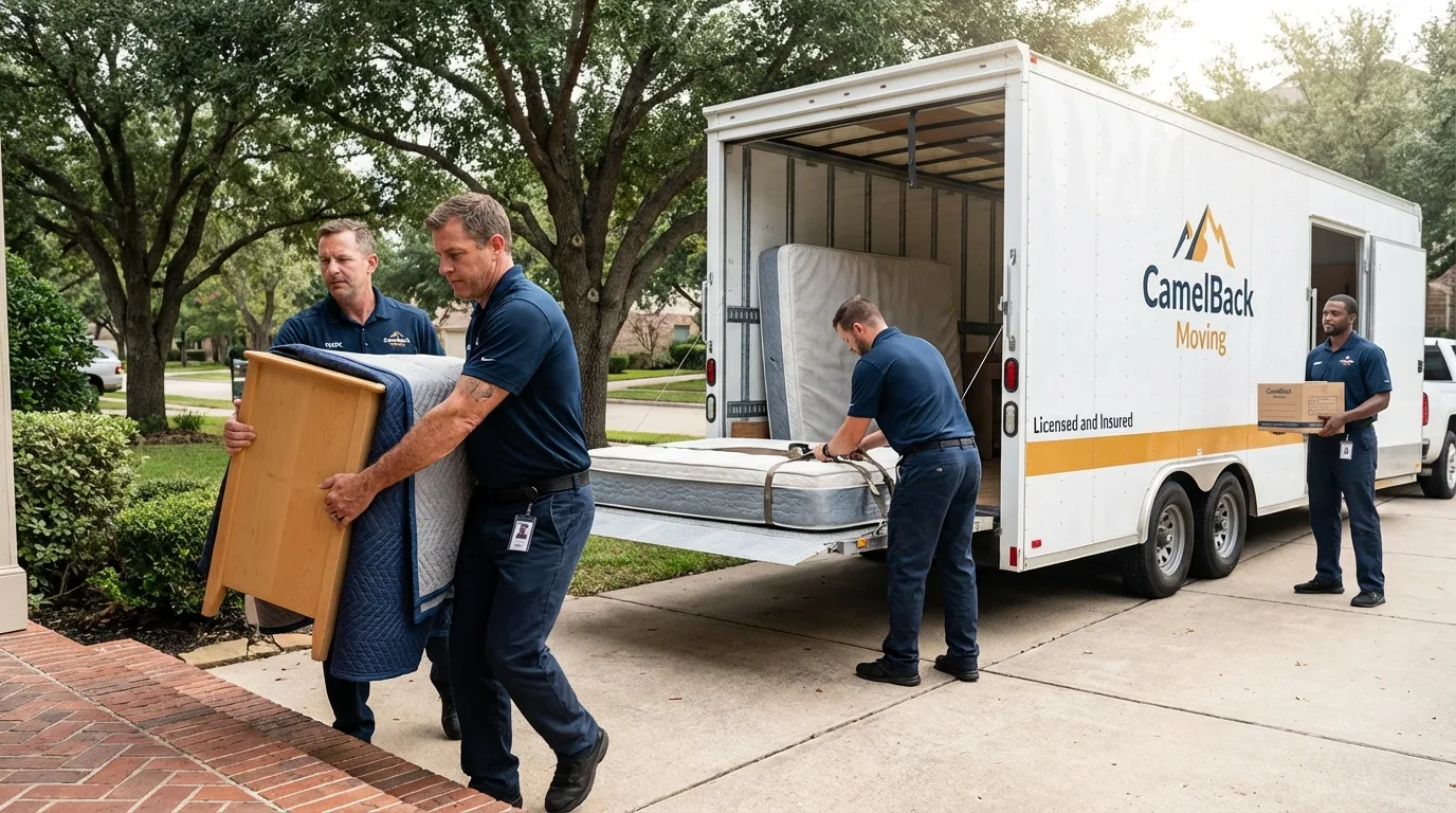 Crew loading residential truck for cross-state move from Hannibal, MO