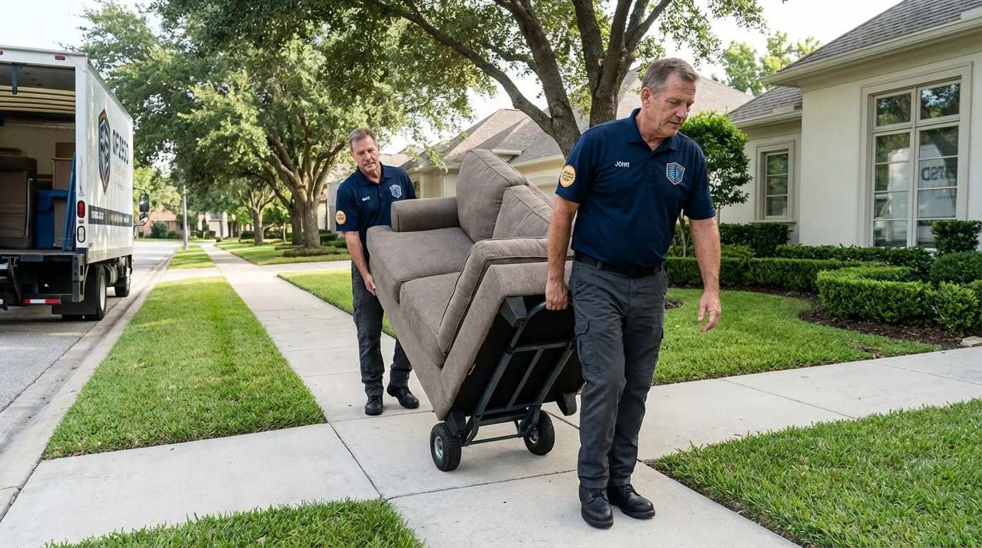 Local residential moving crew loading furniture in Hannibal, MO