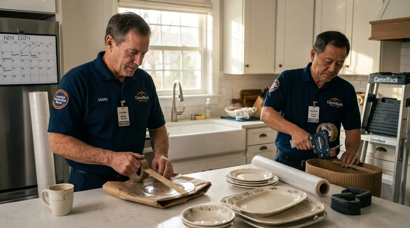 Professional crew packing kitchen dishware in Hannibal, MO